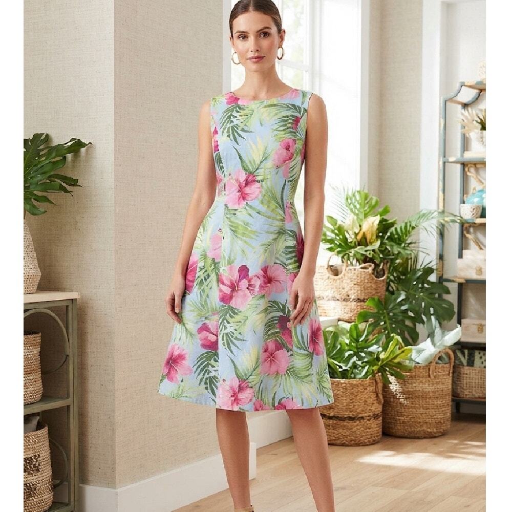 Ho Aloha Pink & Blue Sleeveless Resort Sundress Size L Authentic Hawaiian Dress